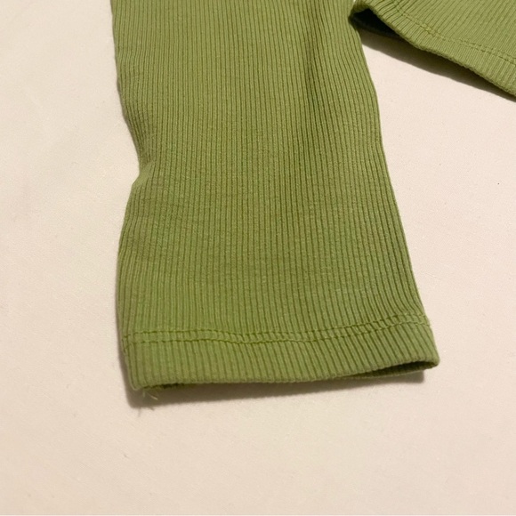 Zara Green Long Sleeve Crop Top Collard Shirt Size Medium - Picture 12 of 15